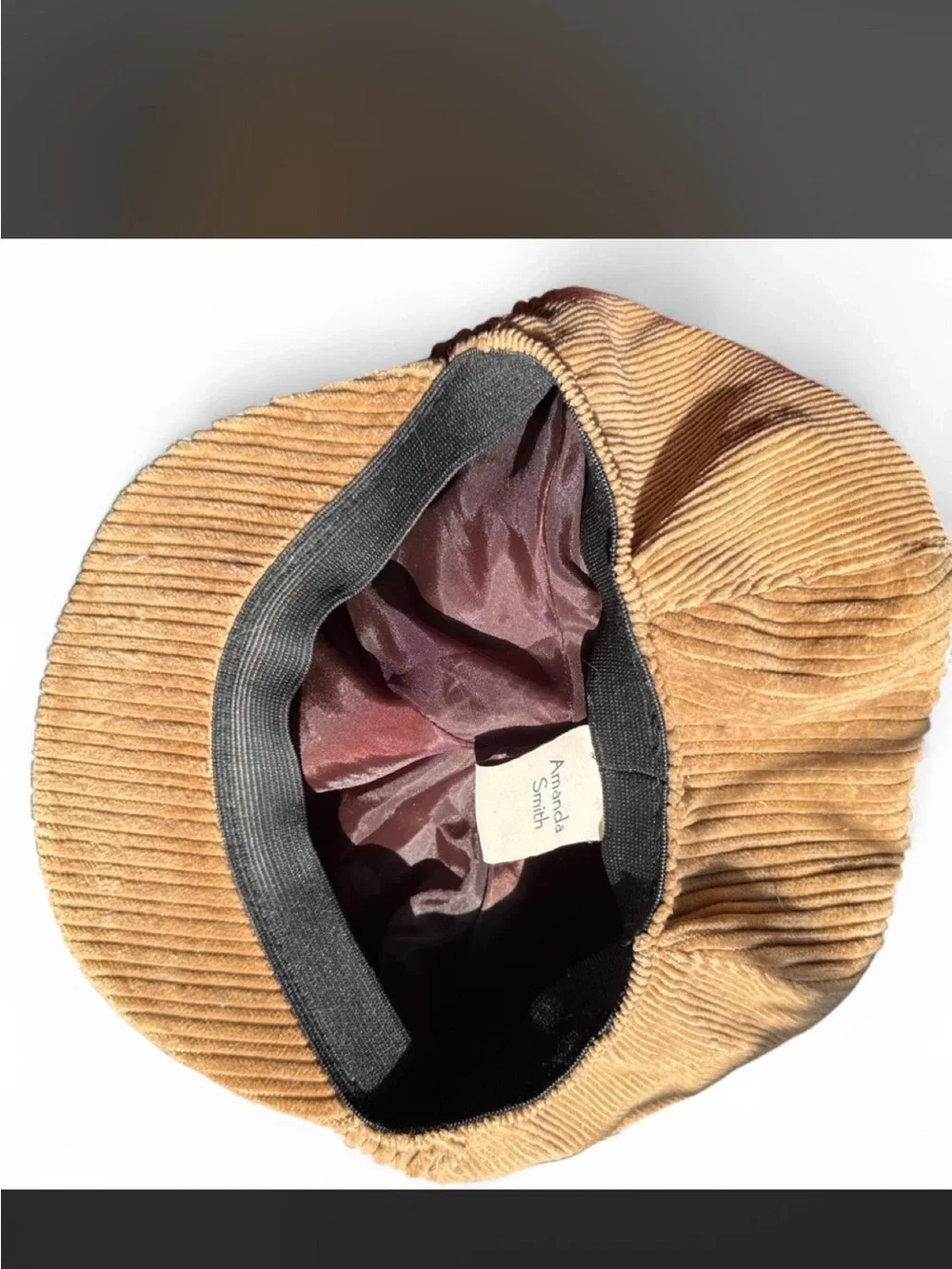 Amanda Smith Corduroy Newsboy Cap in Light Brown